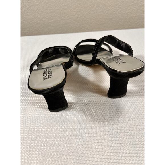 Valenti Franco Heels Ankle Strap Bling Black 8M Leather - Picture 5 of 9